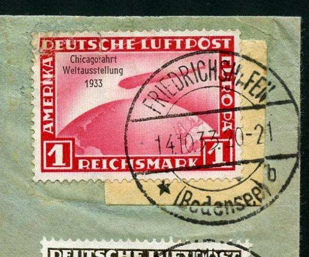 Impero tedesco 1933 - Zeppelin ChicagoFahrt - su una busta - Michel NN. 496498