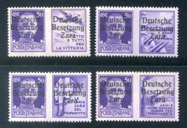Impero tedesco ndash occupazione di Zara 1943 - Francobolli di propaganda soprastampati serie di 4 valori - Sassone 2023