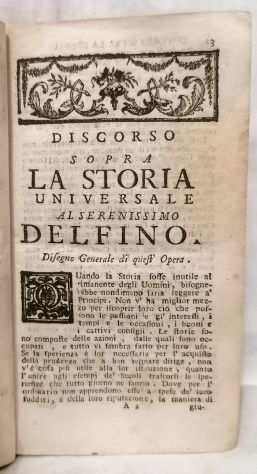 (IMPORTANTE ED. DEL 700) BOSSUET, JACOPO BENIGNO - STORIA UNIVERSALE, 1770.