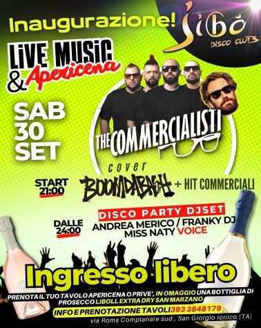 Inaugurazione Jibograve Disco Club  San Giorgio  Live Music  Apericena  Disco Par