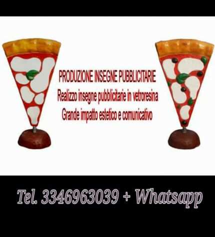 Insegna PIZZA in vetroresina (fiberglass) per esterno Pizza a totem