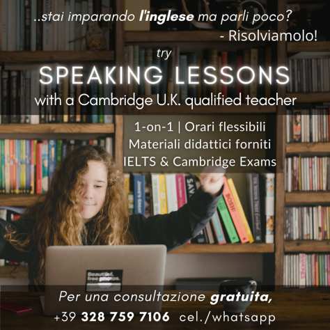 Insegnante qualificato Cambridge-CELTA offre lezioni 1v1