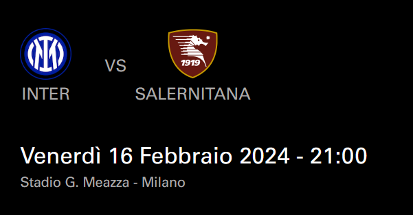 Inter Salernitana 2 biglietti 2 arancio