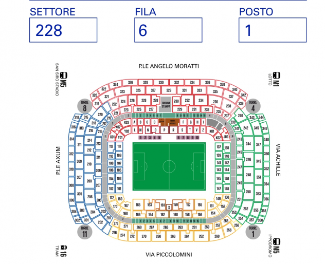 Inter Sassuolo 13 Maggio - Secondo rosso centrale settore 228 Fila 6 Posto 1