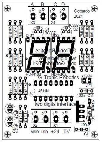 Interfaccia Arduino o PLC due digit LED per didattica e piccoli progetti