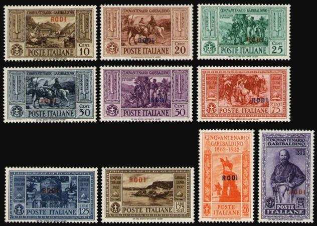 Isole italiane dellrsquoEgeo - Rodi 1930 - Giuseppe Garibaldi serie completa di 10 valori