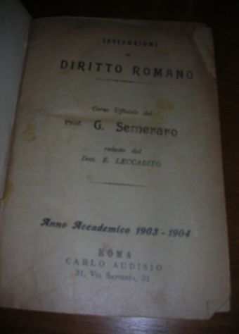 ISTITUZIONI DI DIRITTO ROMANO. CORSO UFFICIALE DEL PROF. G. SEMERARO