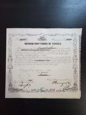 Italia. 1.000 Lire 1849 Prestito Forzoso - Governo Provvisorio Venezia - Gigante GPV 1G3