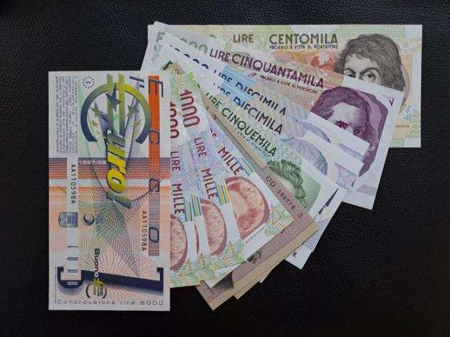 Italia. 11 banconote Lire  Euro prova
