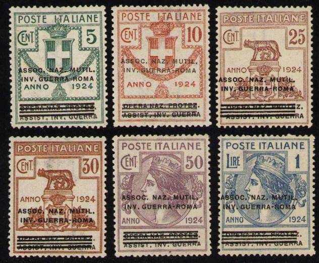 Italia 1924 - Parastatali, 6 valori soprastampati, ottimamente centrati - Sassone 7075