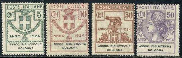 Italia 1924 - Parastatali, Assoc. Biblioteche Bologna, serie completa di 4 valori - Sassone 14