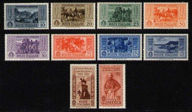 Italia 1932 - Cinquantenario Garibaldino serie di 10 valori PO - Sassone 315324