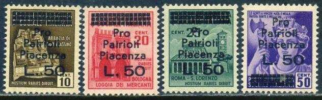 Italia 1945 - CLN Piacenza, pro patrioti serie di 4 valori certificati - Catalogo CEI 135