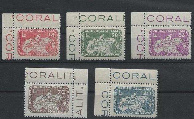 Italia 19451945 - Coralit - Luogotenenza - Servizi Postali Privati Autorizzati Serie completa Adf - Sassone dal n. 8 al 12