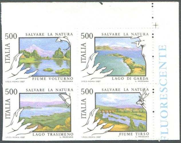 Italia 1987 - Salvaguardia della natura, 4 valori con interessanti varietagrave di dentellatura su 4 lati. Rara varietagrave - Sassone N. 17941797var