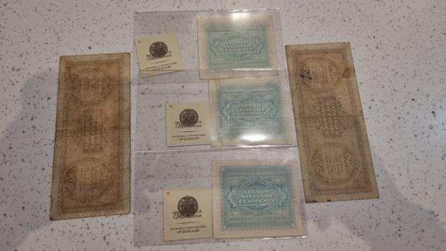 Italia. 2, 5, 10, 50 e 1000 Lire 1943 - Allied Military Currency