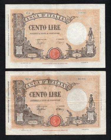 Italia. - 2 x 100 Lire 09121942 quotGrande Bquot (fascio) - Gigante BI 21A