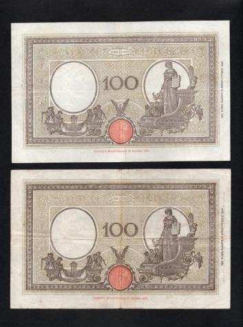 Italia. - 2 x 100 Lire 09121942 quotGrande Bquot (fascio) - Gigante BI 21A