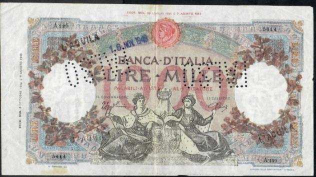 Italia. 2 x 1.000 Lire 1943 LAquila - False - Rare