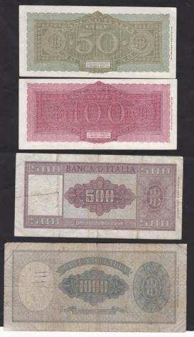 Italia. 4 banconote Lire - anni vari