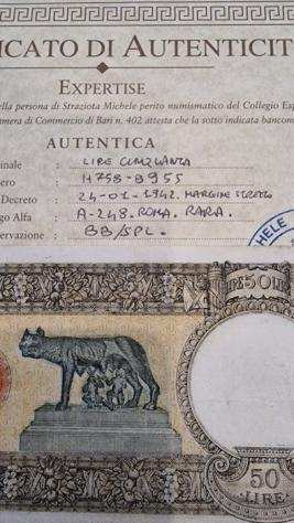 Italia. 5  50 Lire 1848-1942 - Gigante BI 7B, GPV 5