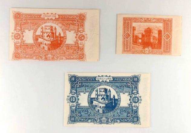 Italia. 50 Centesimi, 5, 10 Lire 12031918 Comune di Udine