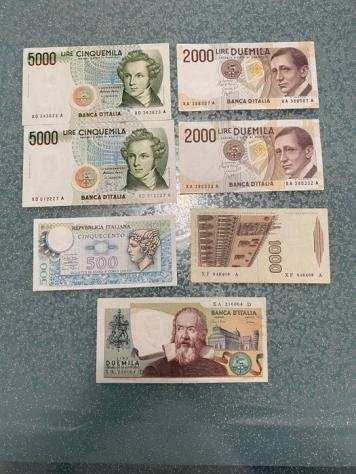Italia. - 7 banconote Lire - serie sostitutive (Senza Prezzo di Riserva)
