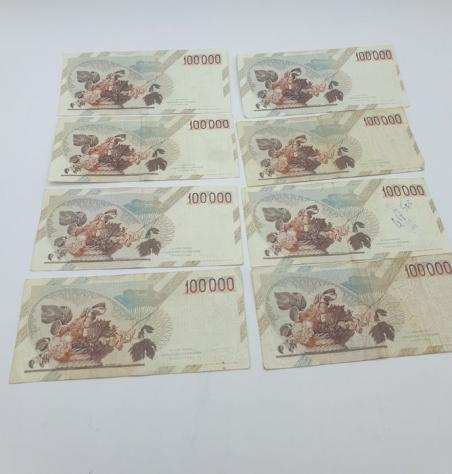 Italia. 8 x 100.000 Lire 1983-1985 - Gigante BI 84 Pick 110