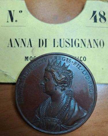 Italia. Bronze medal 1865 quotAnna de Lusignanquot