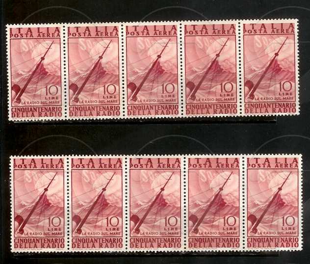 ITALIA francobolli in blocco di 5 - 1944-1958