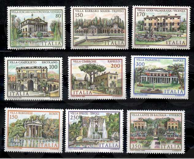 ITALIA francobolli serie VILLE 1980-1986