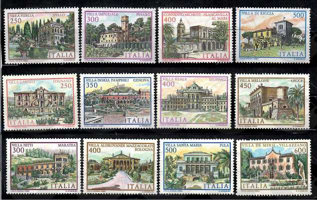 ITALIA francobolli serie VILLE 1980-1986