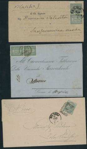 Italia - Insieme di 20 lettere  Cartoline Postali dal 1870 al 1899. Varietagrave di tariffe, affrancature e di