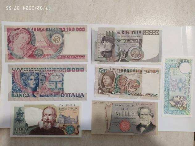 Italia. Italia 7 Banconote serie completa anni 80 Lire varie