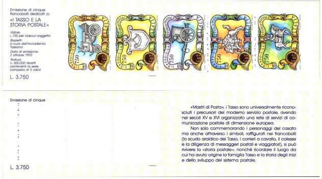 ITALIA libretto 1993 da 5 francobolli