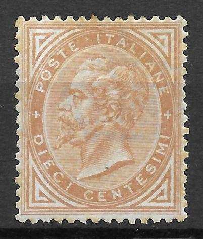 Italia Regno 1863 - 10 cent. giallo ocra - Sassone n. T17.