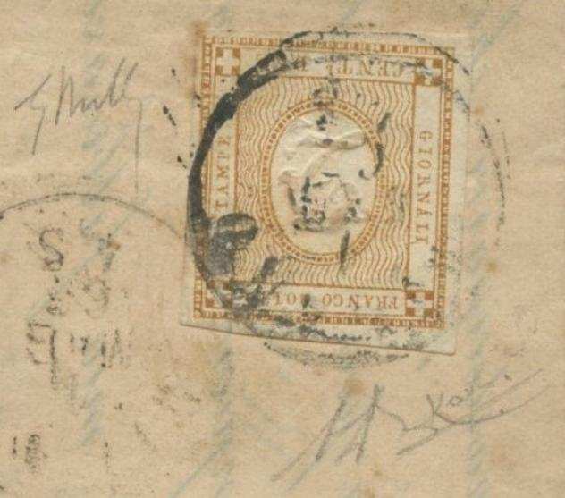 Italia Regno 1863 - Lettera da Milano per Ferrara del 1 maggio 1863 affrancata con 2 cent per le stampe bistro bruno - Sassone N.2b