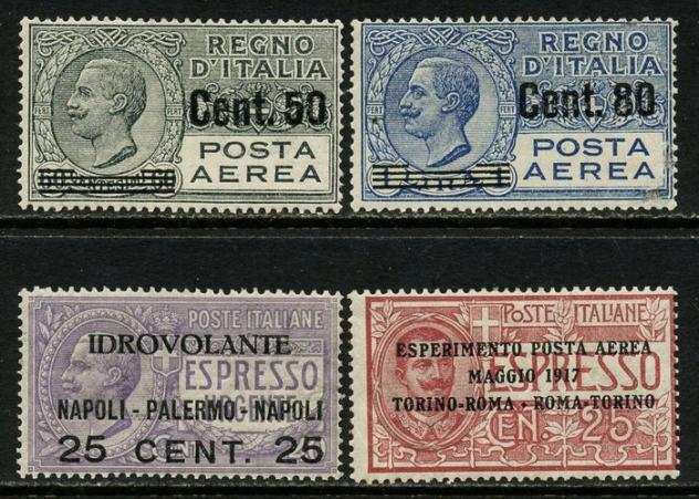 Italia Regno 19171927 - Posta Aerea, 3 emissioni, 4 valori - Sassone PA 12 89