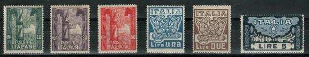Italia Regno 19211923 - N. 2 serie cpl. S.20-S.26, valori integri. - Sassone 2024
