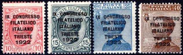 Italia Regno 1922 - quotCongresso Filatelico Italianoquot la serie completa nuova con gomma originale - ottima qualitagrave  - Sass. ndeg 123126