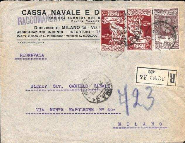 Italia Regno 1922 - Serie Cinquantenario Mazziniano - SASSONE 128 129