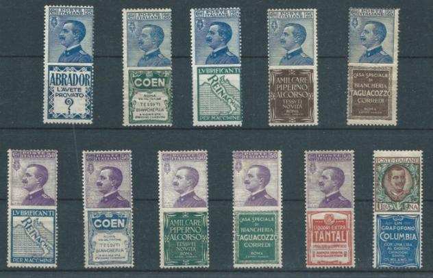 Italia Regno 1924 - Collezione completa francobolli PUBBLICITARI in ottimo stato di conservazione MNH con certificati - Sassone NN. 121