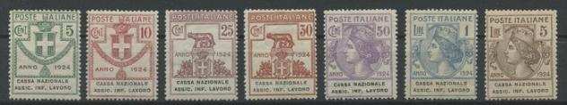 Italia Regno 1924 - Enti parastatali Cassa nazionale assic. inf. lavoro la serie completa nuova integra - Sassone S.2903