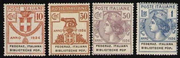 Italia Regno 1924 - Federaz. Italiana Bibliot. Popolari, 4 valori - Sassone 3437