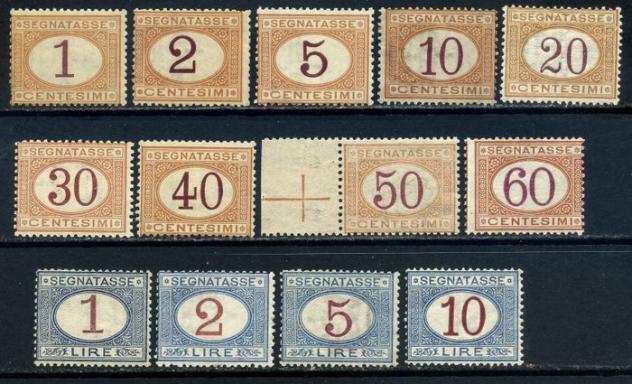 Italia Regno 1924 - Segnatasse, serie completa di 13 valori. Certificato - Sassone T3420282930