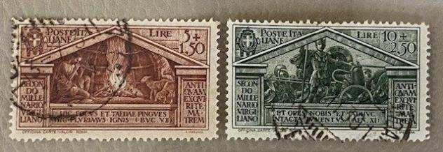Italia Regno 1930 - Nascita Virgilio 2v 5 l.  1.50 e 10 l.  2.50 annullati - Sassone N. 289 e 290