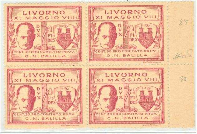 Italia Regno 1930 - Quartina MNH con bordo di foglio