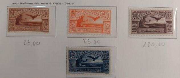 Italia Regno 19301930 - Posta aerea del 1950 bimillenario nascita di Virgilio serie completa - Sassone da A21 a A24 serie completa