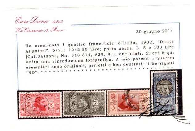 Italia Regno 19321932 - Dante Alighieri serie completa Certificata - sassone