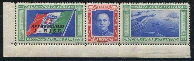 Italia Regno 1933 - Crociera Balbo, trittico, L. 5,25  44,75 con la sigla I-BISE. Ottimamente centrato